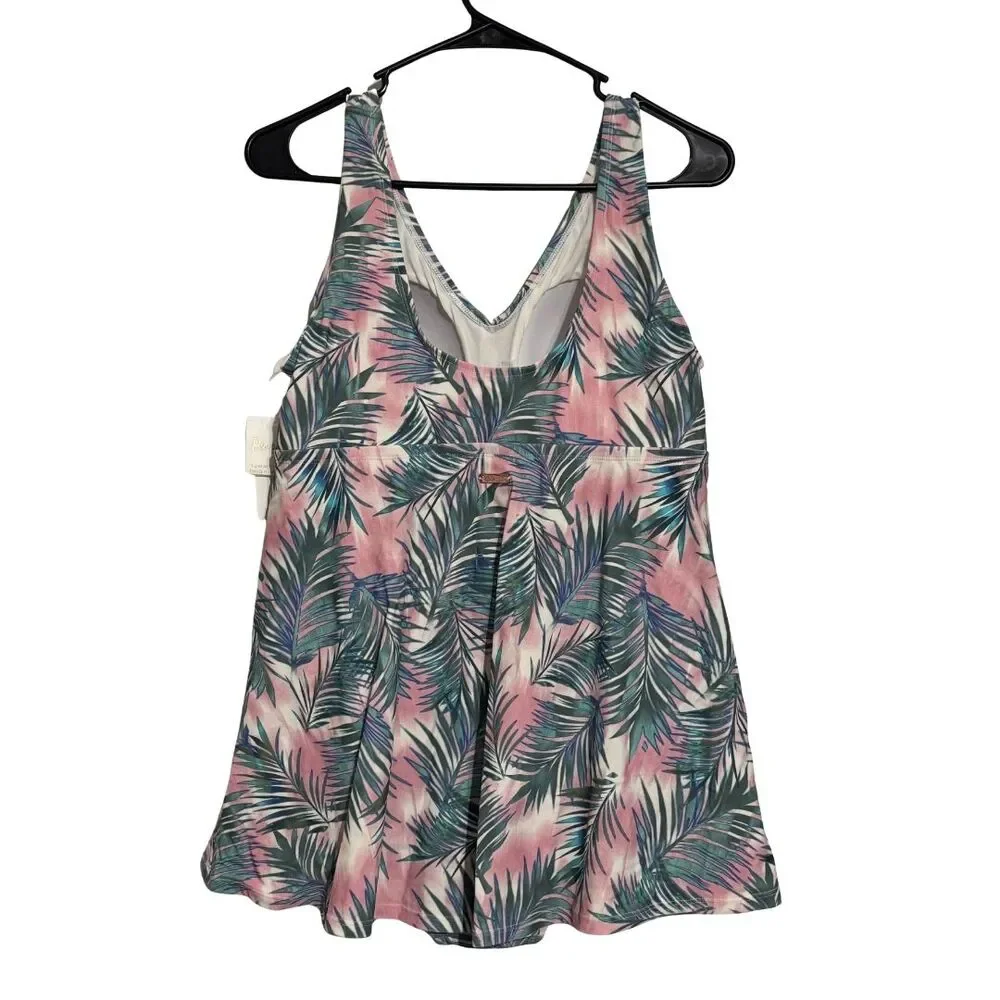 RAISINS CURVE Lucia Swim Dress 14W Floral Tummy Control Skater NWT